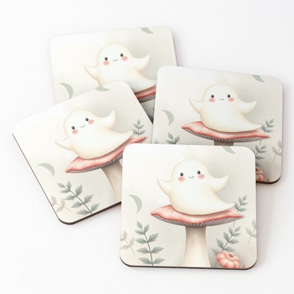 Item preview, Happy Cute Ghost Balancing on a Mushroom designed and sold by Vida e Arte.