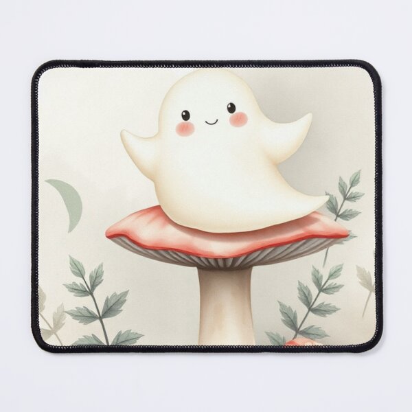 Item preview, Happy Cute Ghost Balancing on a Mushroom designed and sold by Vida e Arte.