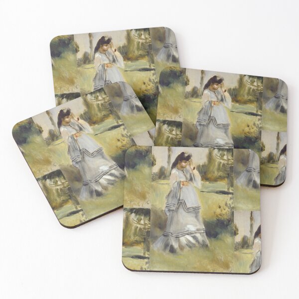 Item preview, Woman in White Walking Through Garden designed and sold by artofuniverse.