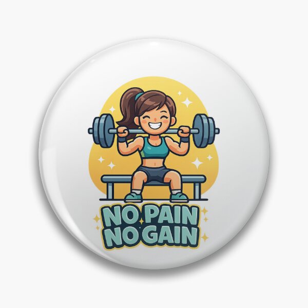 Item preview, No Pain No Gain - Cute Fitness Girl Weightlifting Gym Motivation designed and sold by Shape Snip Studio.