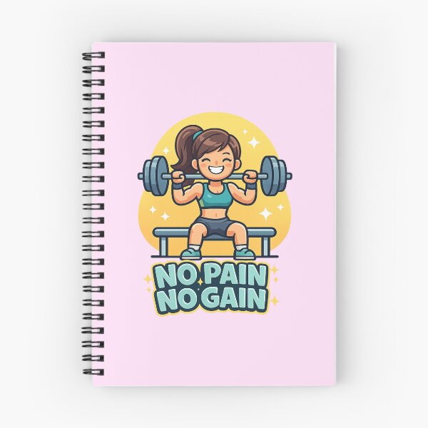 Item preview, No Pain No Gain - Cute Fitness Girl Weightlifting Gym Motivation designed and sold by Shape Snip Studio.