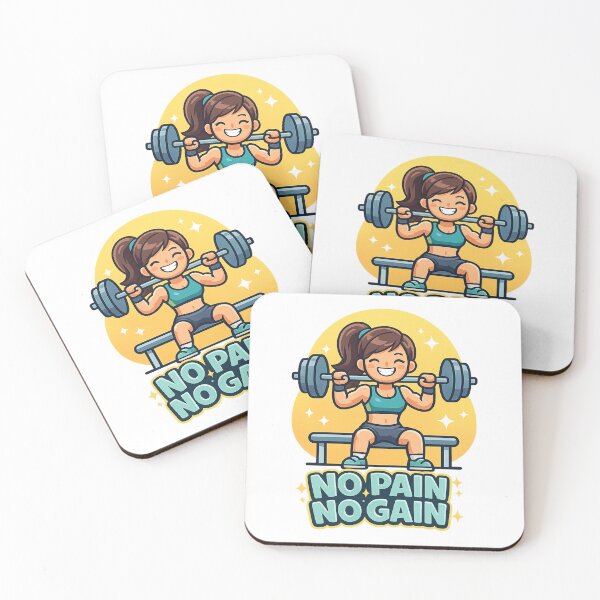 Item preview, No Pain No Gain - Cute Fitness Girl Weightlifting Gym Motivation designed and sold by Shape Snip Studio.