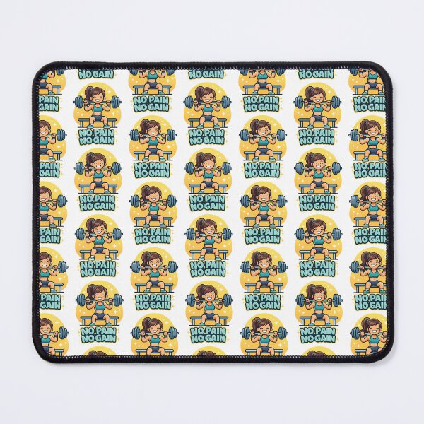 Item preview, No Pain No Gain - Cute Fitness Girl Weightlifting Gym Motivation designed and sold by Shape Snip Studio.