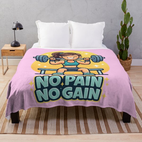 Item preview, No Pain No Gain - Cute Fitness Girl Weightlifting Gym Motivation designed and sold by Shape Snip Studio.