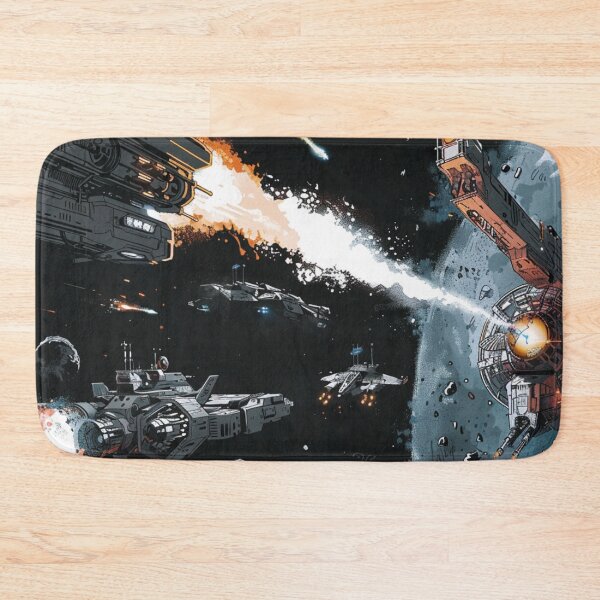 Item preview, Sci-Fi Space Battle Large Desk Mat - Extended Gaming Mouse Pad XXL - Cyberpunk Dreadnought Retro Comic Art designed and sold by VectorForge.