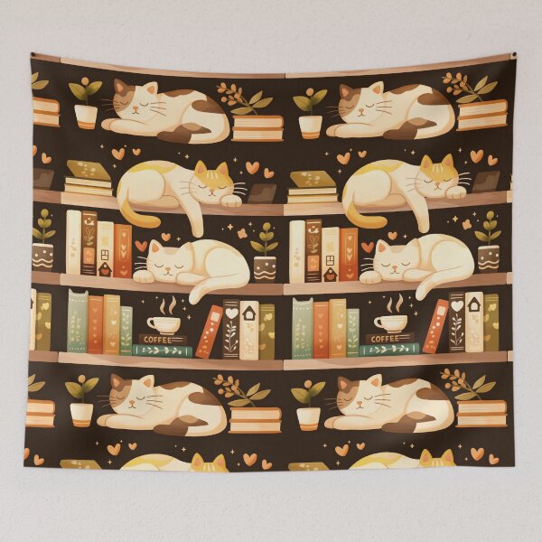 Item preview, Library Cats, Cats On the Bookshelf designed and sold by xiao xuans.