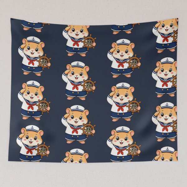 Item preview, Cute Sailor Hamster Marine Captain Kawaii Cartoon designed and sold by Seculinator.
