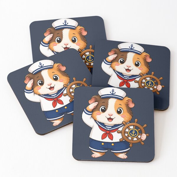 Item preview, Cute Sailor Guinea Pig Marine Captain Kawaii Cartoon designed and sold by Seculinator.