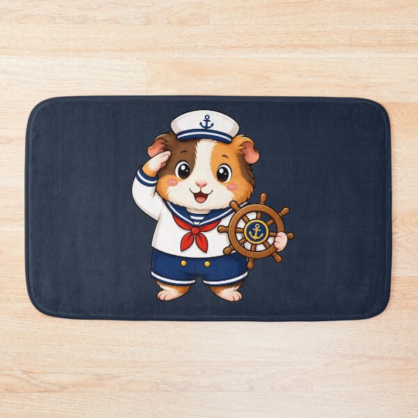 Item preview, Cute Sailor Guinea Pig Marine Captain Kawaii Cartoon designed and sold by Seculinator.