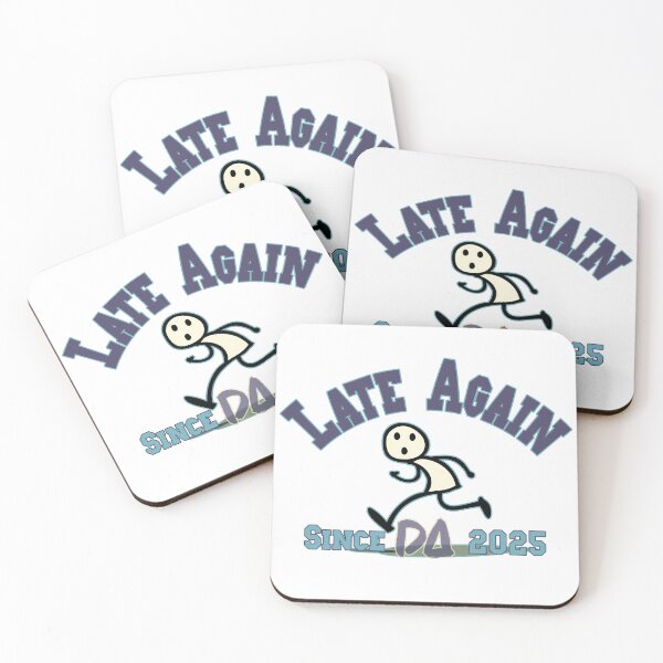 Item preview, "Late Again" Vintage Varsity Funny Retro Stickman Runner Streetwear Graphic designed and sold by DesignArtist.ia.