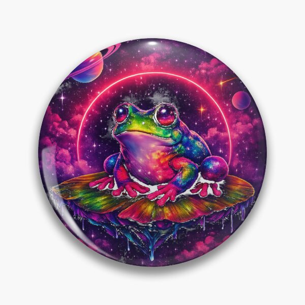 Item preview, Cosmic Frog on Mushroom - Space Neon Galaxy Art designed and sold by EdgeSphere.