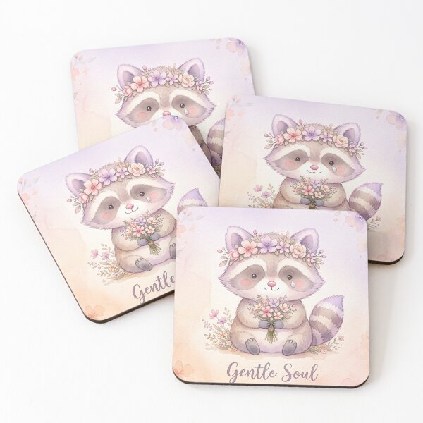 Item preview, Gentle Soul Raccoon Shirt | Soft Flower Crown Watercolor Illustration designed and sold by DmaarGroup.