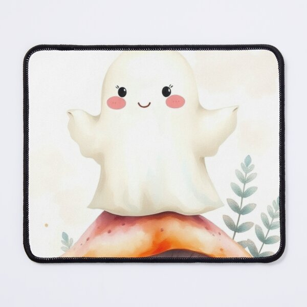 Item preview, Cute Ghost on Mushroom with Pink Pumpkin designed and sold by Vida e Arte.