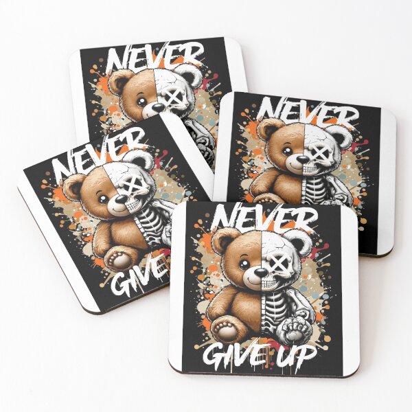 Item preview, Never Give Up Teddy Skull Graphic T-Shirt | Dark Aesthetic Streetwear Design designed and sold by DaisyInStudio44.