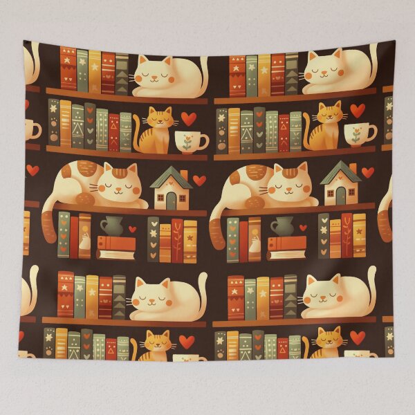 Item preview, Library Cats, Cats On the Bookshelf designed and sold by xiao xuans.
