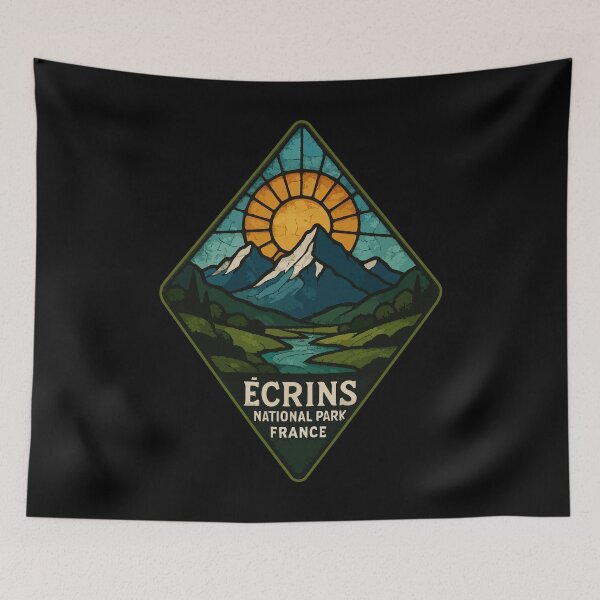 Item preview, Ecrins National Park France Stained Glass Travel designed and sold by TomFrontierArt.