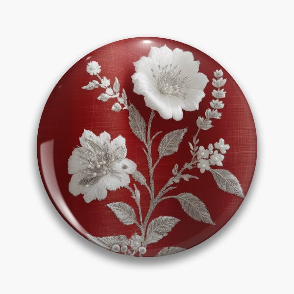 Item preview, Elegant White Floral Embroidery on Red designed and sold by colorful-white.