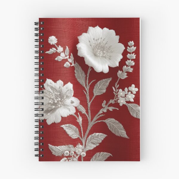 Item preview, Elegant White Floral Embroidery on Red designed and sold by colorful-white.