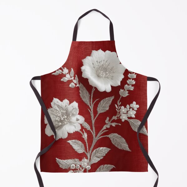 Item preview, Elegant White Floral Embroidery on Red designed and sold by colorful-white.