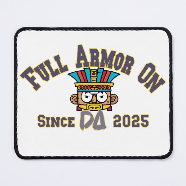 Item preview, "Full Armor On" Vintage Varsity Aztec Warrior Funny Retro Tribal Mascot Streetwear Graphic designed and sold by DesignArtist.ia.