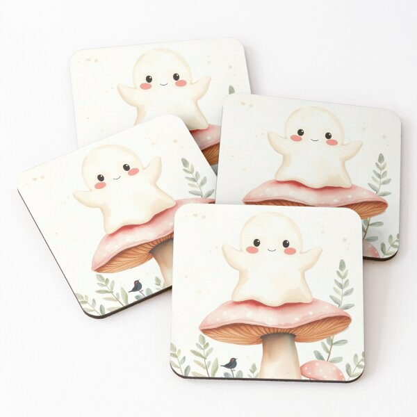 Item preview, Cute Ghost on Mushroom with Little Bird designed and sold by Vida e Arte.