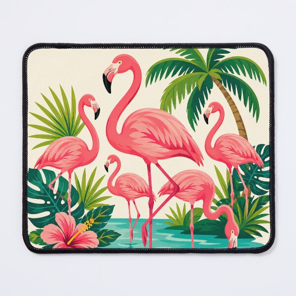 Item preview, Tropical Pink Flamingos Oasis designed and sold by Imaginationbeyond.