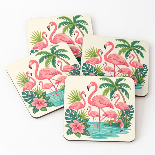 Item preview, Tropical Pink Flamingos Oasis designed and sold by Imaginationbeyond.