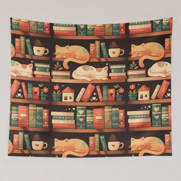 Item preview, Library Cats, Cats On the Bookshelf designed and sold by xiao xuans.