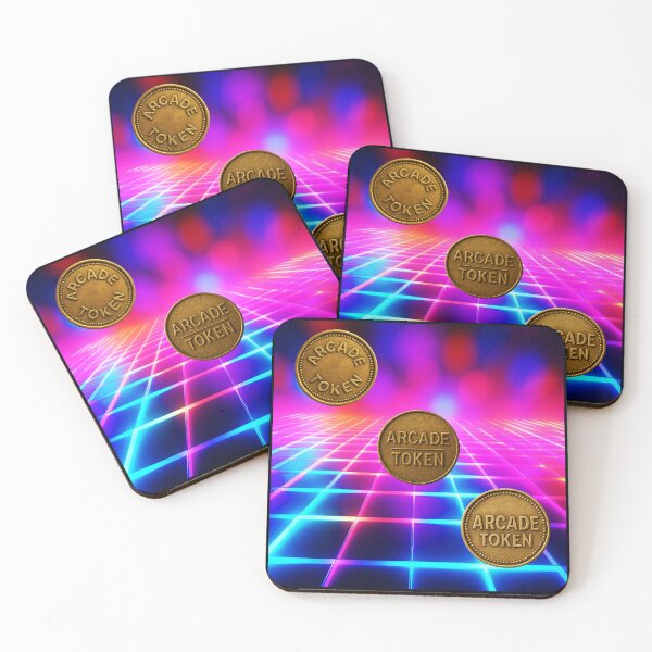 Item preview, ❇️ INSERT COIN TO CONTINUE COLLECTION ❇️ - Arcade Token – Neon Grid Edition v13 designed and sold by WheelieGdArt.
