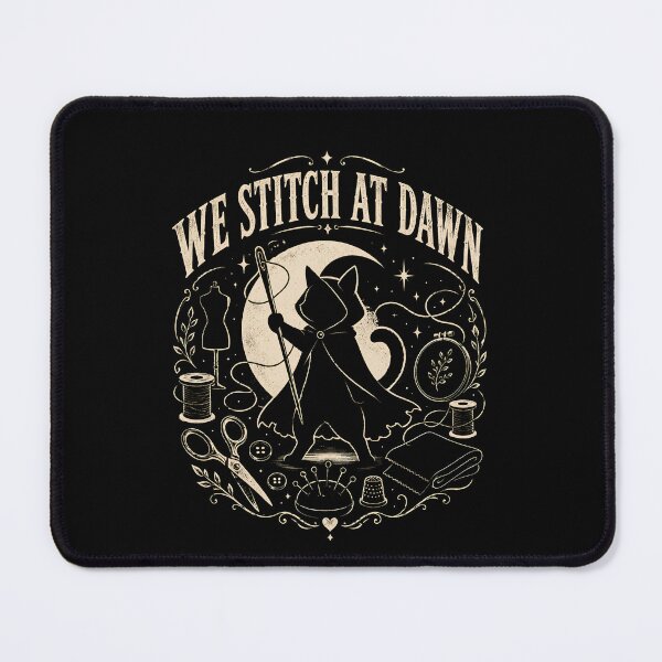 Item preview, We Stitch At Dawn Funny Sewing Quilting Cat T-Shirt, Quilter Gift, Cat Lover Sewing  designed and sold by THREE LITTLE BEANS.