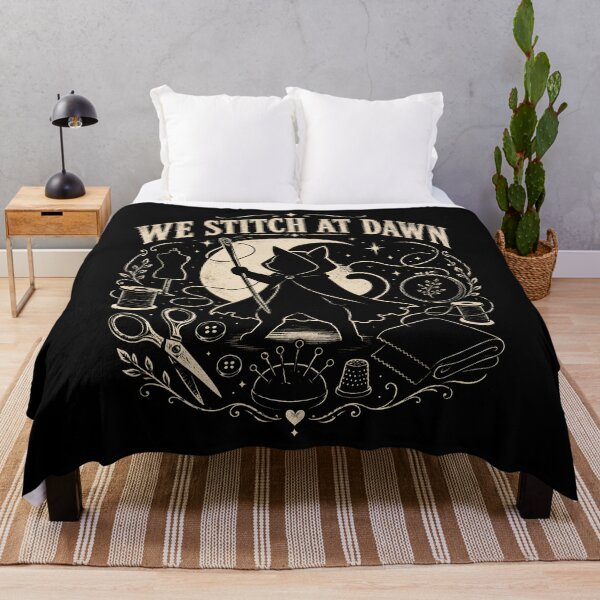 Item preview, We Stitch At Dawn Funny Sewing Quilting Cat T-Shirt, Quilter Gift, Cat Lover Sewing designed and sold by THREE LITTLE BEANS.