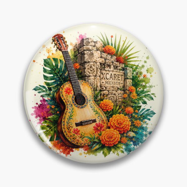 Item preview, Colorful Watercolor Mexican Guitar Marigold Art designed and sold by Imaginationbeyond.