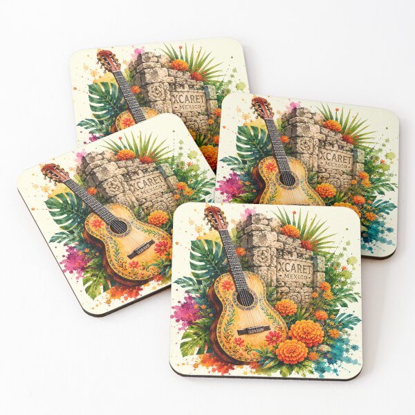 Item preview, Colorful Watercolor Mexican Guitar Marigold Art designed and sold by Imaginationbeyond.