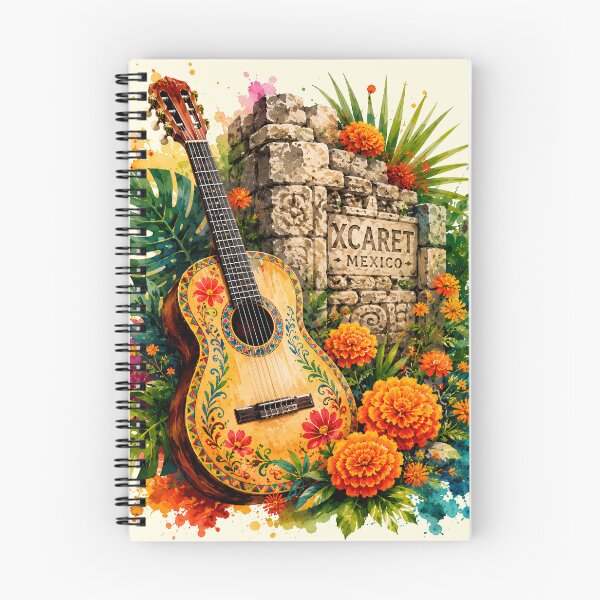 Item preview, Colorful Watercolor Mexican Guitar Marigold Art designed and sold by Imaginationbeyond.