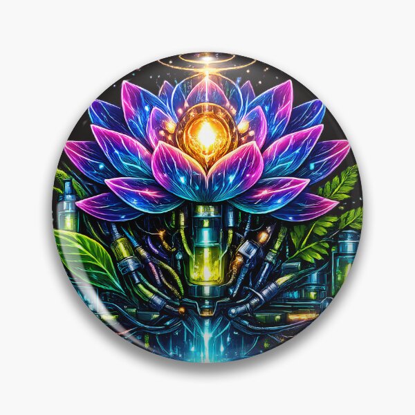 Item preview, Digital Lotus Core – Glowing Cyberpunk Flower Design designed and sold by Neo Tokio.