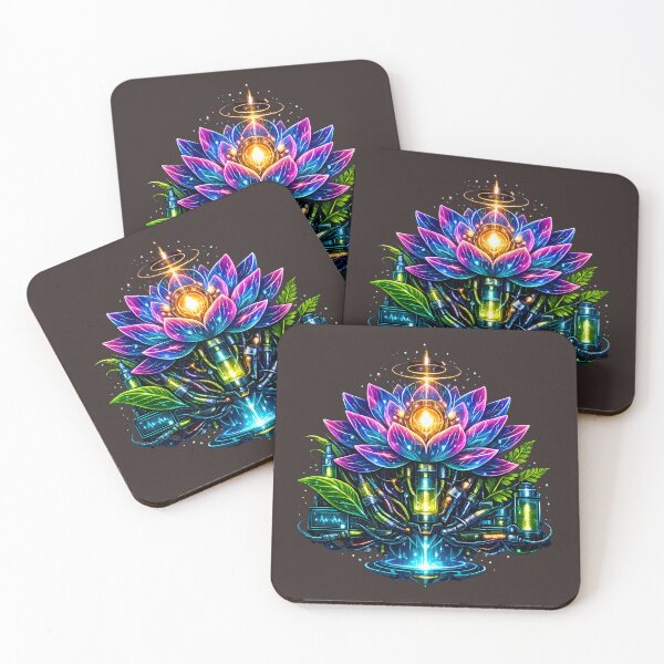 Item preview, Digital Lotus Core – Glowing Cyberpunk Flower Design designed and sold by Neo Tokio.