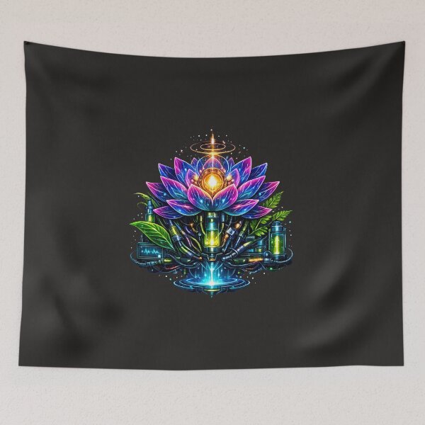 Item preview, Digital Lotus Core – Glowing Cyberpunk Flower Design designed and sold by Neo Tokio.
