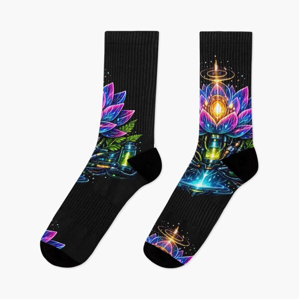 Item preview, Digital Lotus Core – Glowing Cyberpunk Flower Design designed and sold by Neo Tokio.