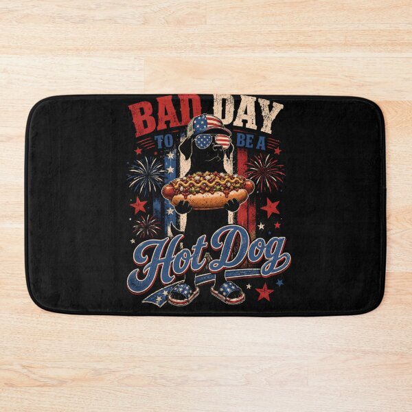 Item preview, Bad Day To Be A Hot Dog Shirt, Funny 4th of July Labrador Retriever Shirt, Patriotic Wiener Dog Tee, Funny BBQ Hotdog Shirt, America Dog designed and sold by THREE LITTLE BEANS.