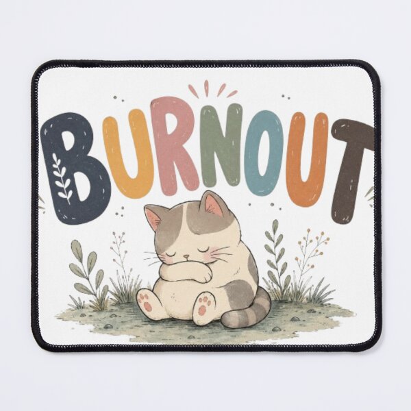 Item preview, Burnout Cat Boxy T-Shirt – Funny Tired Cat Mental Health Relatable Quote Cottagecore Cat Lover Tee designed and sold by IconicDesignsXd.