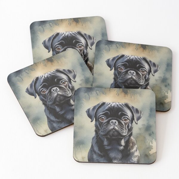 Item preview, Black Pug Watercolor Dog Art designed and sold by MaverlyShop.