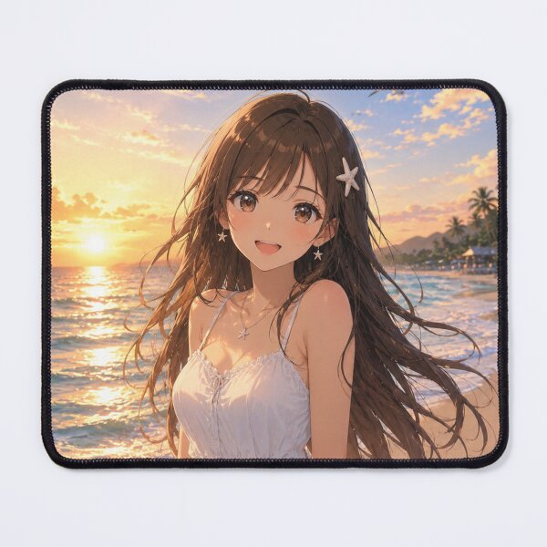 Item preview, Anime Beach Girl at Sunset | Original Aesthetic Summer Illustration designed and sold by Sticleg.