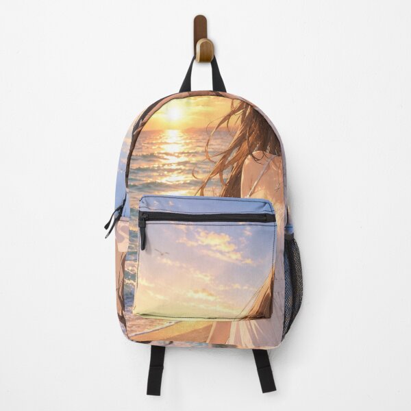 Item preview, Anime Beach Girl at Sunset | Original Aesthetic Summer Illustration designed and sold by Sticleg.