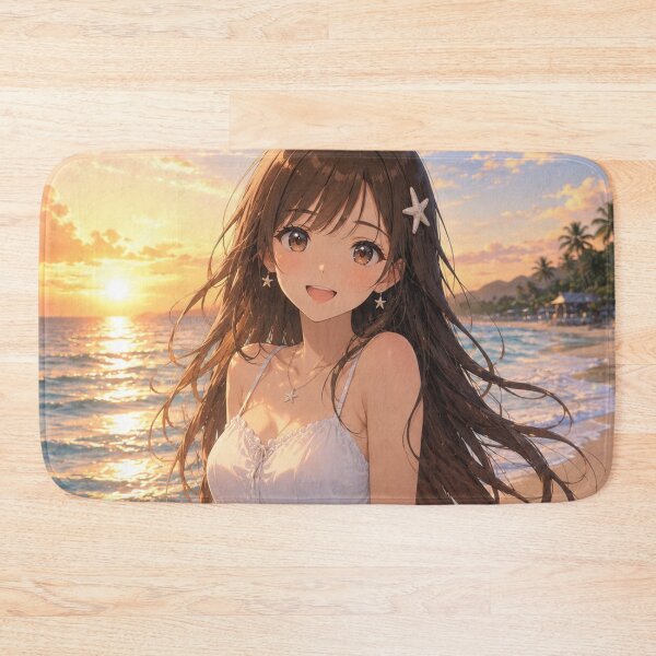 Item preview, Anime Beach Girl at Sunset | Original Aesthetic Summer Illustration designed and sold by Sticleg.