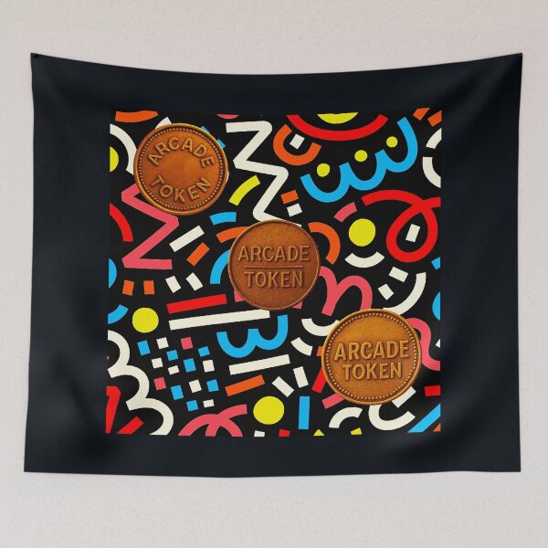 Item preview, ❇️ INSERT COIN TO CONTINUE COLLECTION ❇️ - Arcade Carpet and Tokens - Retro Edition v1 designed and sold by WheelieGdArt.