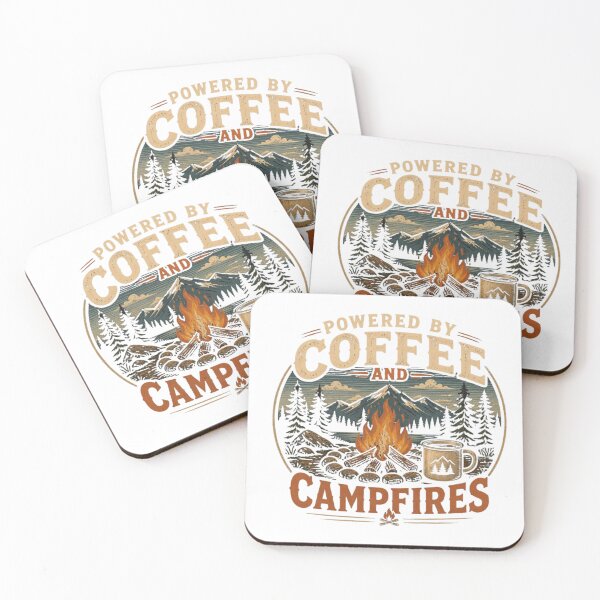 Item preview, Powered By Coffee And Campfires Vintage Camping Coffee Lover Design designed and sold by BeyondHorizonLive.