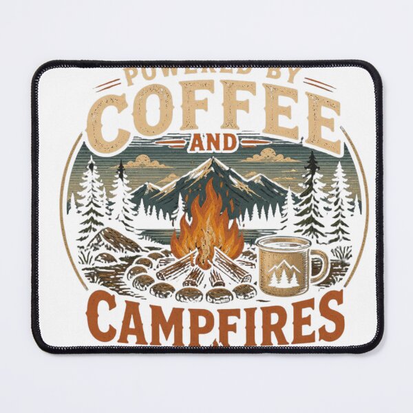 Item preview, Powered By Coffee And Campfires Vintage Camping Coffee Lover Design designed and sold by Beyond Horizon.