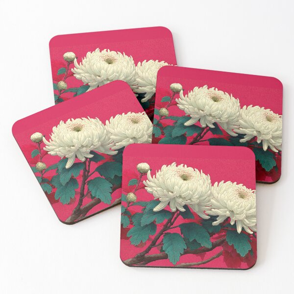 Item preview, Vintage White Chrysanthemum Flowers on Magenta designed and sold by colorful-white.