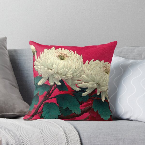 Item preview, Vintage White Chrysanthemum Flowers on Magenta designed and sold by colorful-white.