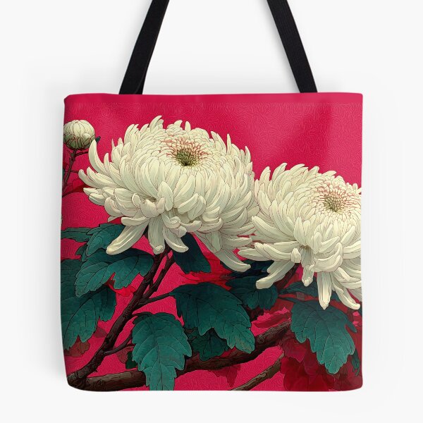 Item preview, Vintage White Chrysanthemum Flowers on Magenta designed and sold by colorful-white.